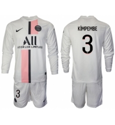 Men 2021-2022 Club Paris St German away white Long Sleeve 3 Soccer Jersey
