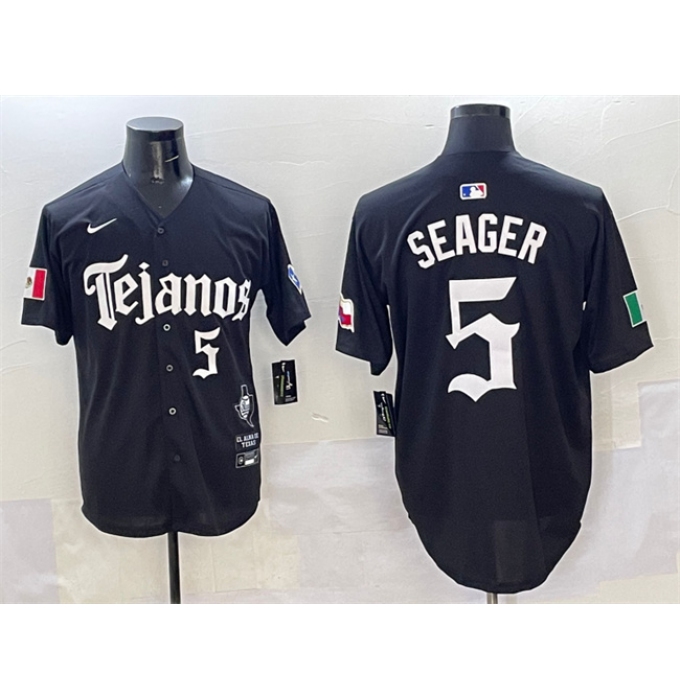 Men's Texas Rangers #5 Corey Seager Black Mexico 2025 Vapor Premier Limited Stitched Baseball Jersey
