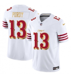 Men's San Francisco 49ers #13 Brock Purdy White Gold 2025 F.U.S.E. “Rivalries” Vapor Limited Football Stitched Jersey