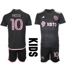 Youth Inter Miami CF #10 Lionel Messi Black Away Soccer Jersey