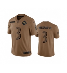 Men's Nike Baltimore Ravens #3 Odell Beckham Jr. 2023 Brown Salute To Service Limited Football Stitched Jersey