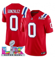 Men's New England Patriots #0 Christian Gonzalez Red 2025 F.U.S.E. Super Bowl LX Vapor Limited Football Stitched Jersey