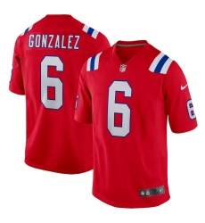 Men's Nike New England Patriots #6 Christian Gonzalez Red 2023 F.U.S.E. Vapor Limited Football Stitched Jersey