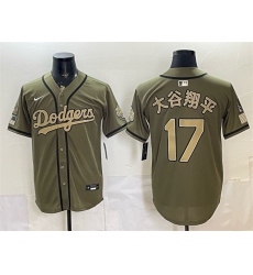 Mens Los Angeles Dodgers #17 大谷翔平 Olive 2026 Armed Forces Day Stitched Baseball Jersey