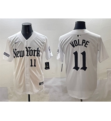 Mens New York Yankees #11 Anthony Volpe White 'Gothic Legacy Edition' Vapor Premier Limited Stitched Baseball Jersey