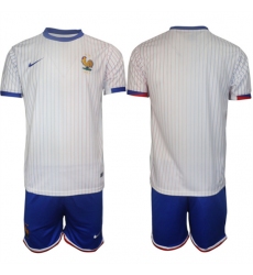 Men's France Blank White 2024-25 Away Soccer Jersey Suit