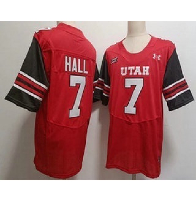 Men's Utah Utes #7 Johnathan Hall Red College Football Jersey