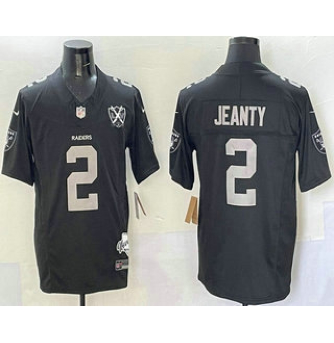 Men's Las Vegas Raiders #2 Ashton Jeanty Limited Black 65th Fashion Vapor Jersey
