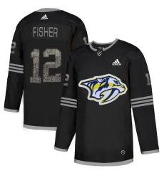 Men's Adidas Nashville Predators #12 Mike Fisher Black Authentic Classic Stitched NHL Jersey
