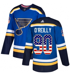Men's Adidas St. Louis Blues #90 Ryan O'Reilly Authentic Blue USA Flag Fashion NHL Jersey