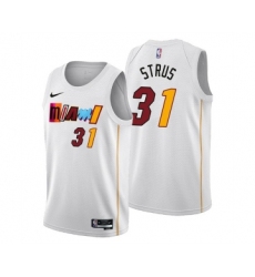 Men's Miami Heat #31 Max Strus 2022-23 White City Edition Stitched Jersey