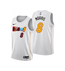 Men's Miami Heat #8 Markieff Morris 2022-23 White City Edition Stitched Jersey