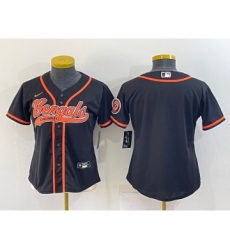 Women's Cincinnati Bengals Blank Black With Patch Cool Base Stitched Baseball Jersey