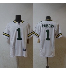 Men's Green Bay Packers #1 Micah Parsons White Vapor 2025 F.U.S.E. Limited Stitched Football Jersey