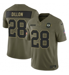 Men's Green Bay Packers #28 A. J. Dillon Olive 2025 F.U.S.E. Salute to Service Limited Football Stitched Jersey