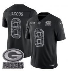 Men's Green Bay Packers #8 Josh Jacobs Black 2026 F.U.S.E. Salute to Service Limited Football Stitched Jersey
