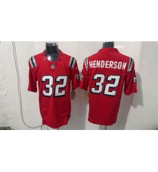 Men's New England Patriots #32 TreVeyon Henderson Red F.U.S.E. Vapor Limited Football Stitched Jersey