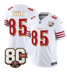 Men's San Francisco 49ers #85 George kittle White Gold 80th Anniversary “Rivalries” 2026 F.U.S.E. Vapor Untouchable Limited Football Stitched Jersey