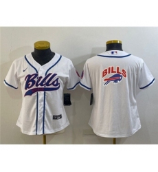 Women's Buffalo Bills White Team Big Logo With Patch Cool Base Stitched Baseball Jersey(Run Small)