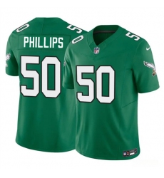 Men's Philadelphia Eagles #50 Jaelan Phillips Kelly Green 2025 F.U.S.E. Vapor Untouchable Limited Throwback Football Stitched Jersey