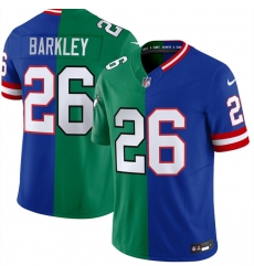 Men's Philadelphia Eagles x Giants #26 Saquon Barkley Green Royal Split F.U.S.E. Vapor Untouchable Limited Football Stitched Jersey