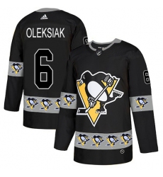Men's Adidas Pittsburgh Penguins #6 Jamie Oleksiak Authentic Black Team Logo Fashion NHL Jersey