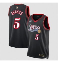 Men's Philadelphia 76ers #5 Quentin Grimes Black 2025 Classic Edition Stitched Jersey