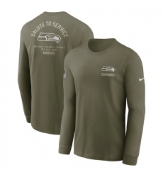 Men's Seattle Seahawks Olive 2025 Salute to Service Sideline Long Sleeve T-Shirt