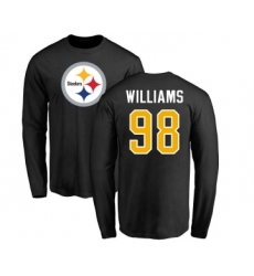 Football Pittsburgh Steelers #98 Vince Williams Black Name & Number Logo Long Sleeve T-Shirt