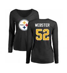 Football Women's Pittsburgh Steelers #52 Mike Webster Black Name & Number Logo Slim Fit Long Sleeve T-Shirt