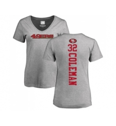 Football Women's San Francisco 49ers #32 Tevin Coleman Ash Backer T-Shirt