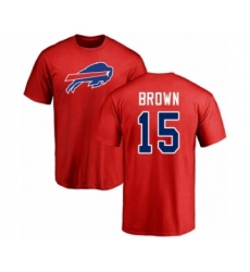 Football Buffalo Bills #15 John Brown Red Name & Number Logo T-Shirt