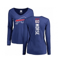 Football Women's Buffalo Bills #60 Mitch Morse Royal Blue Backer Long Sleeve T-Shirt