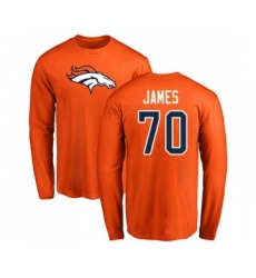 Football Denver Broncos #70 Ja'Wuan James Orange Name & Number Logo Long Sleeve T-Shirt