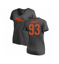 Football Women's Denver Broncos #93 Dre'Mont Jones Ash One Color T-Shirt