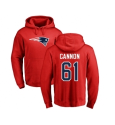 Football New England Patriots #61 Marcus Cannon Red Name & Number Logo Pullover Hoodie