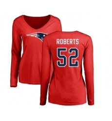 Football Women's New England Patriots #52 Elandon Roberts Red Name & Number Logo Slim Fit Long Sleeve T-Shirt