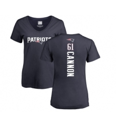 Football Women's New England Patriots #61 Marcus Cannon Navy Blue Backer T-Shirt