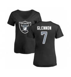 Football Women's Oakland Raiders #7 Mike Glennon Black Name & Number Logo T-Shirt