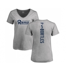 Football Women's Los Angeles Rams #5 Blake Bortles Ash Backer V-Neck T-Shirt