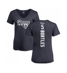 Football Women's Los Angeles Rams #5 Blake Bortles Navy Blue Backer T-Shirt