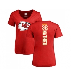 Football Women's Kansas City Chiefs #32 Tyrann Mathieu Red Backer T-Shirt