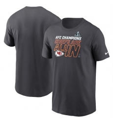 Men's Kansas City Chiefs Anthracite 2023 AFC Champions Locker Room Trophy Collection Tall T-Shirt