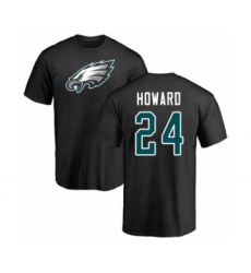 Philadelphia Eagles #24 Jordan Howard Black Name & Number Logo T-Shirt