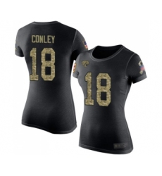 Football Women's Jacksonville Jaguars #18 Chris Conley Black Camo Salute to Service T-Shirt
