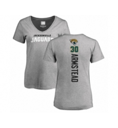Football Women's Jacksonville Jaguars #30 Ryquell Armstead Ash Backer T-Shirt