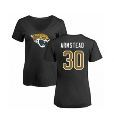 Football Women's Jacksonville Jaguars #30 Ryquell Armstead Black Name & Number Logo Slim Fit T-Shirt