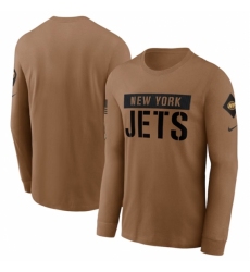 Men's New York Jets 2023 Brown Salute To Service Long Sleeve T Shirt