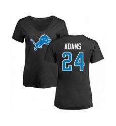 Football Women's Detroit Lions #24 Andrew Adams Black Name & Number Logo T-Shirt