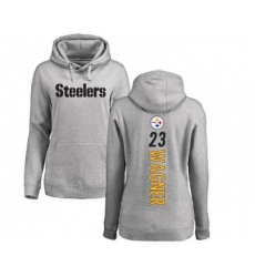 Football Women's Pittsburgh Steelers #23 Mike Wagner Ash Backer Pullover Hoodie